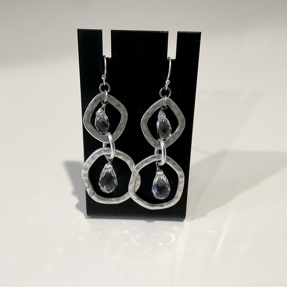 Silver Tone Costume Jewelry Earrings with Bead Accent